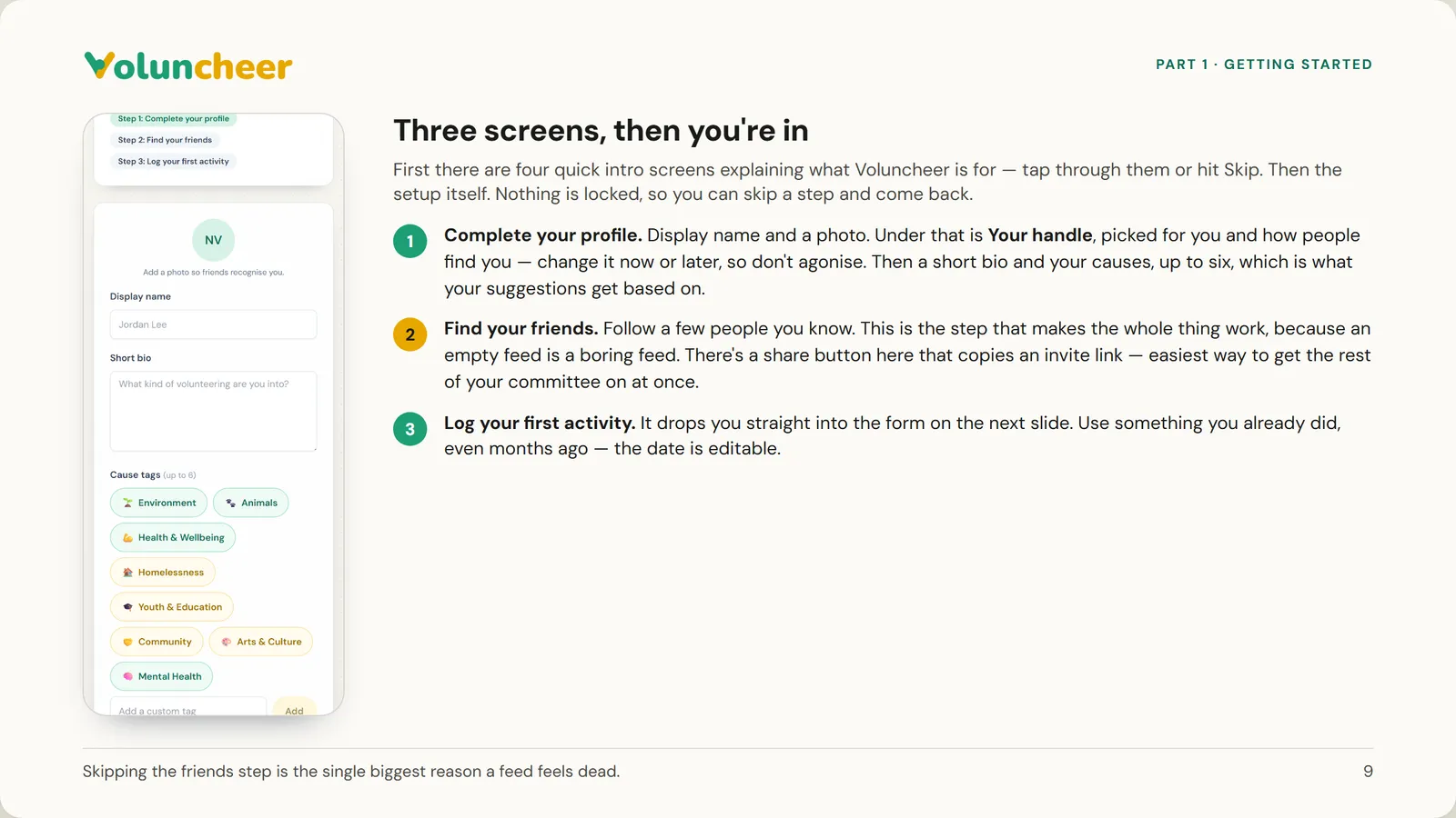 Slide 9 of 21: Three screens, then you're in